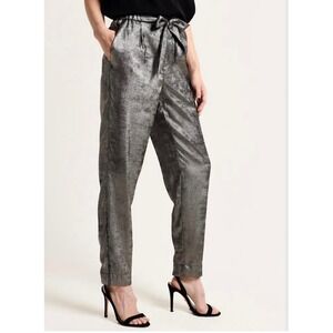 Brochu Walker The Nives Paperbag Orbit Metallic Pants Preppy Holiday NYE Career